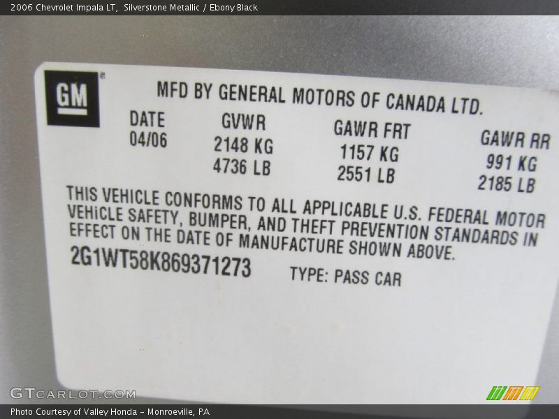 Silverstone Metallic / Ebony Black 2006 Chevrolet Impala LT