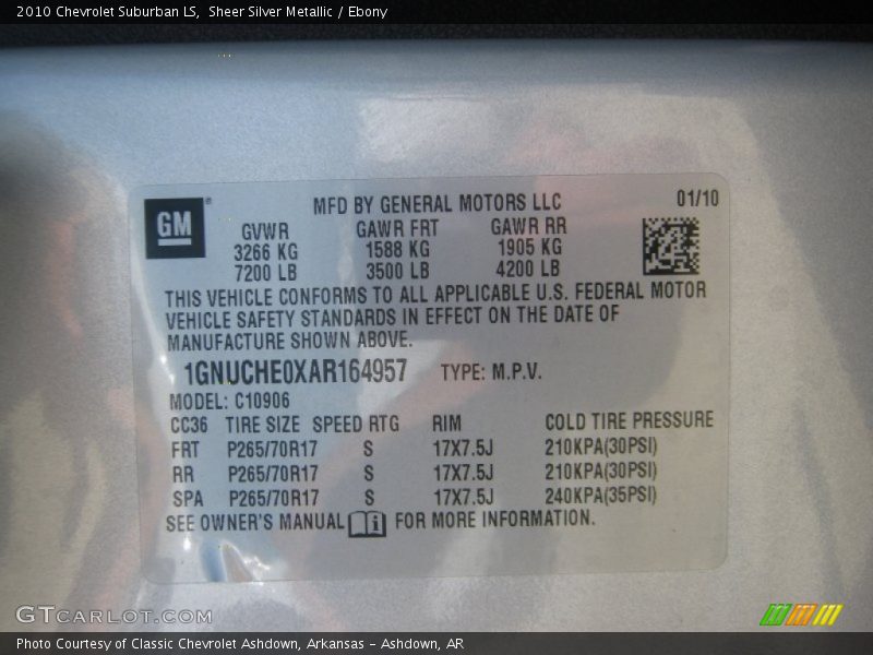 Sheer Silver Metallic / Ebony 2010 Chevrolet Suburban LS