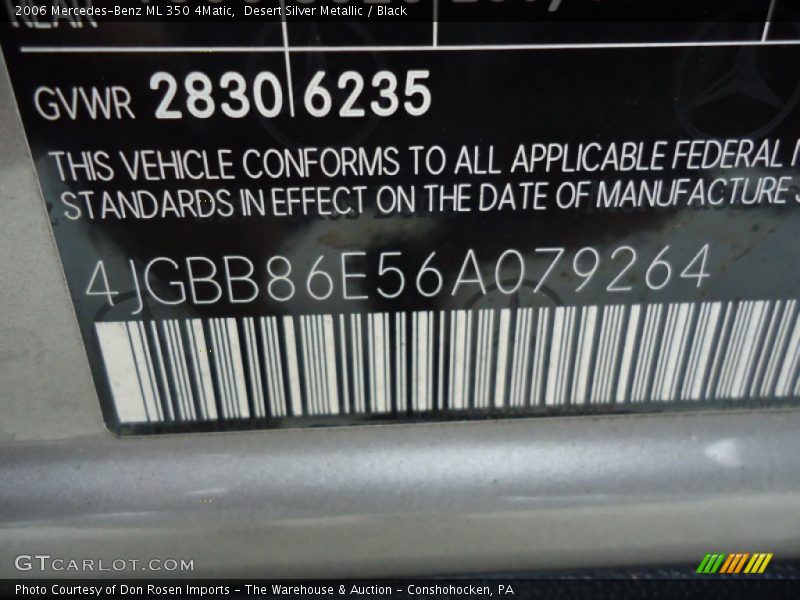 Desert Silver Metallic / Black 2006 Mercedes-Benz ML 350 4Matic