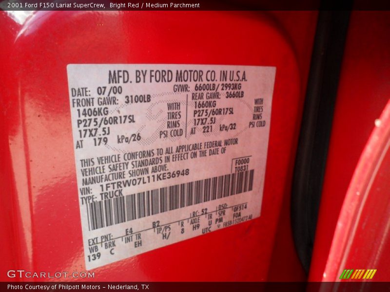 Bright Red / Medium Parchment 2001 Ford F150 Lariat SuperCrew