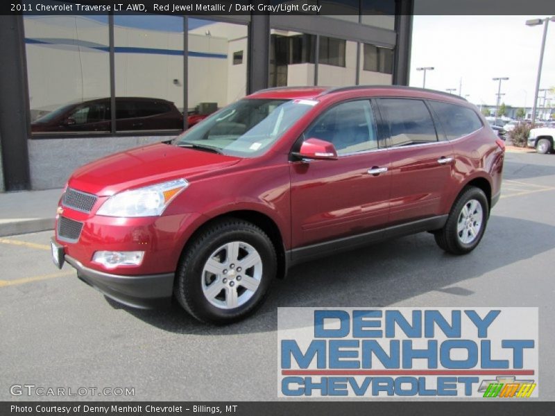 Red Jewel Metallic / Dark Gray/Light Gray 2011 Chevrolet Traverse LT AWD