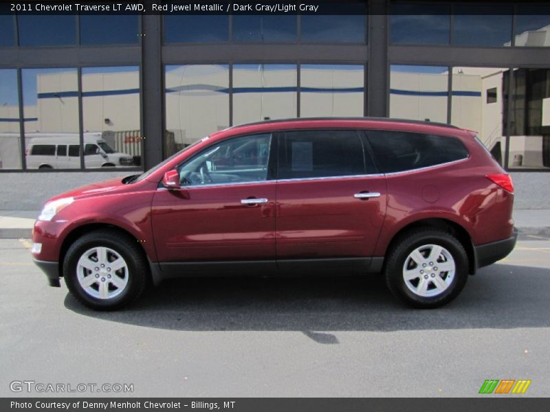 Red Jewel Metallic / Dark Gray/Light Gray 2011 Chevrolet Traverse LT AWD