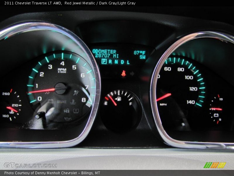 Red Jewel Metallic / Dark Gray/Light Gray 2011 Chevrolet Traverse LT AWD