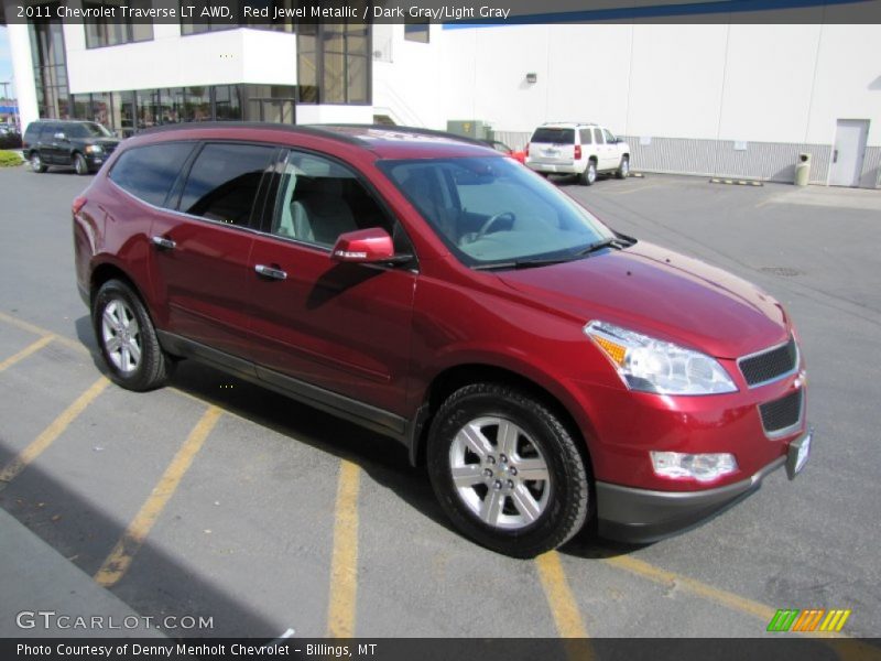 Red Jewel Metallic / Dark Gray/Light Gray 2011 Chevrolet Traverse LT AWD
