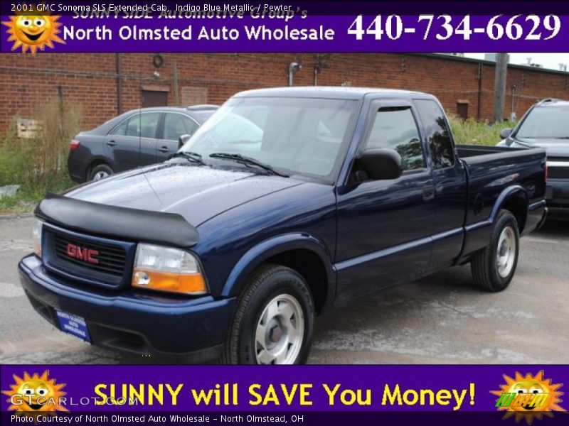 Indigo Blue Metallic / Pewter 2001 GMC Sonoma SLS Extended Cab