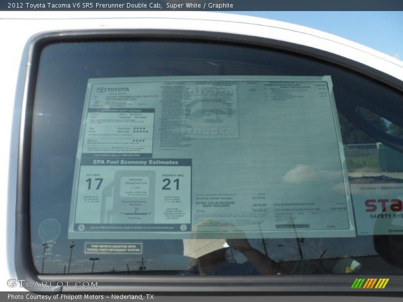  2012 Tacoma V6 SR5 Prerunner Double Cab Window Sticker