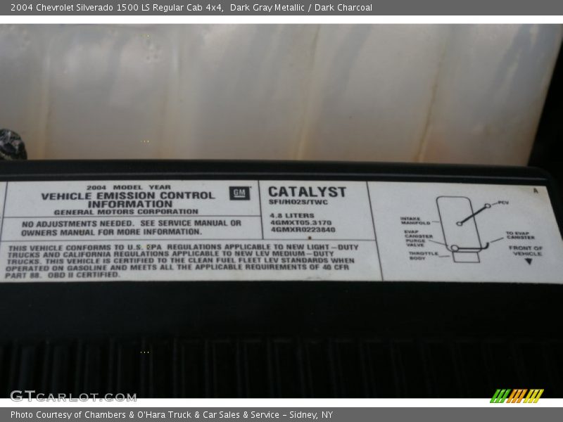 Info Tag of 2004 Silverado 1500 LS Regular Cab 4x4