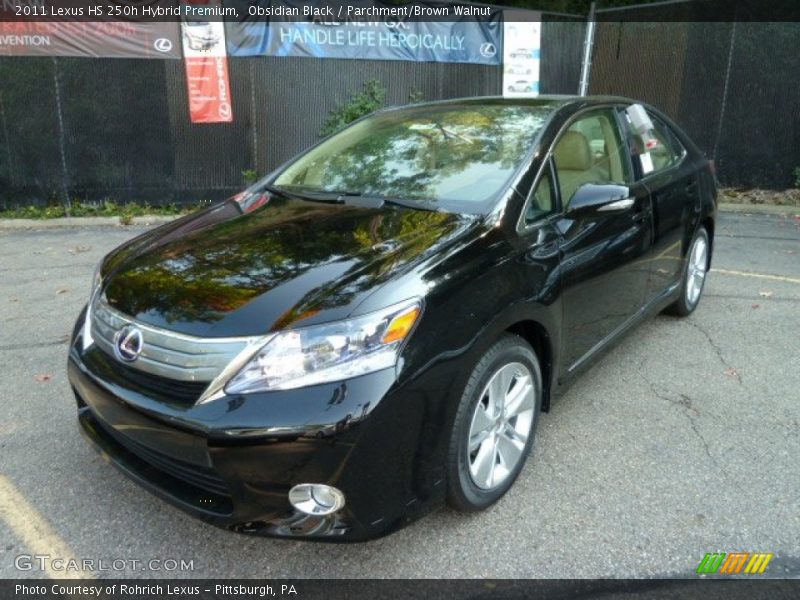 Obsidian Black / Parchment/Brown Walnut 2011 Lexus HS 250h Hybrid Premium