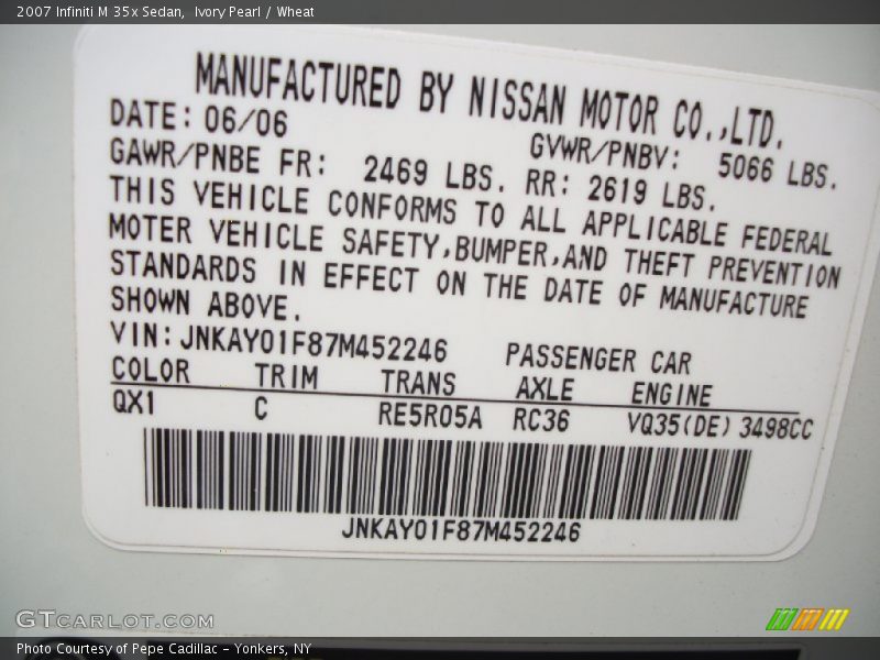 Ivory Pearl / Wheat 2007 Infiniti M 35x Sedan