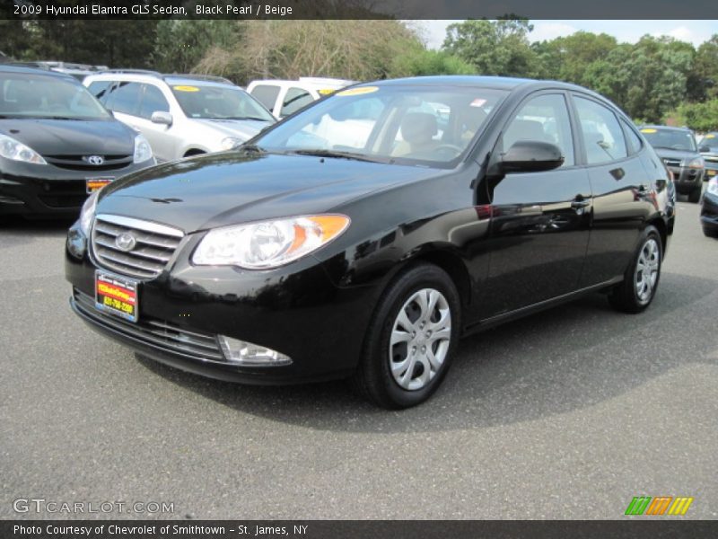Black Pearl / Beige 2009 Hyundai Elantra GLS Sedan