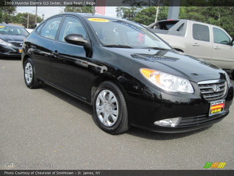 Black Pearl / Beige 2009 Hyundai Elantra GLS Sedan