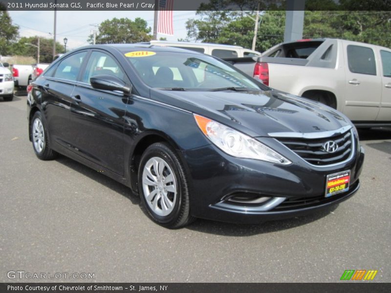 Pacific Blue Pearl / Gray 2011 Hyundai Sonata GLS