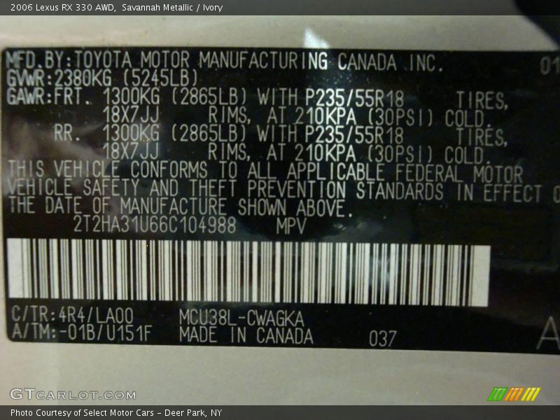 Savannah Metallic / Ivory 2006 Lexus RX 330 AWD