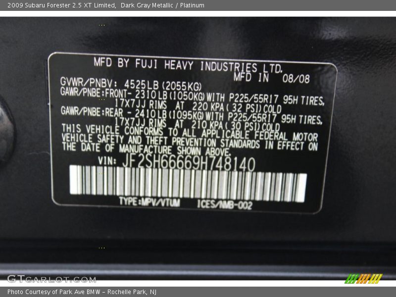 Dark Gray Metallic / Platinum 2009 Subaru Forester 2.5 XT Limited