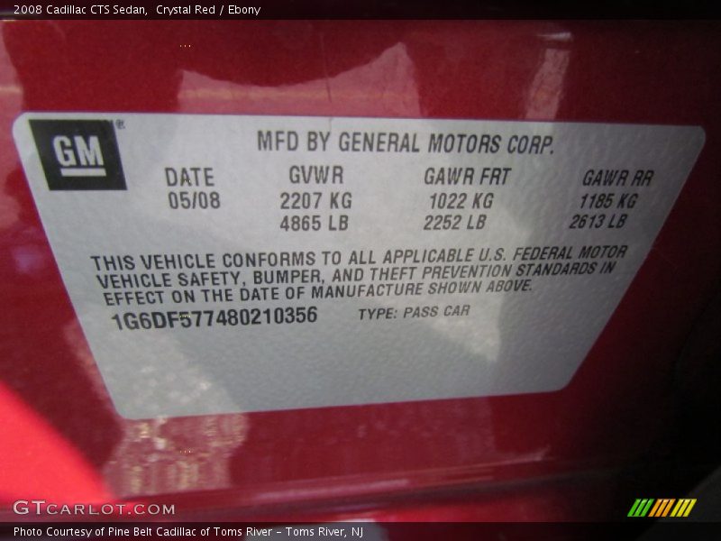 Crystal Red / Ebony 2008 Cadillac CTS Sedan