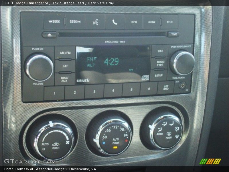 Toxic Orange Pearl / Dark Slate Gray 2011 Dodge Challenger SE