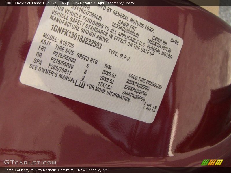 Deep Ruby Metallic / Light Cashmere/Ebony 2008 Chevrolet Tahoe LTZ 4x4