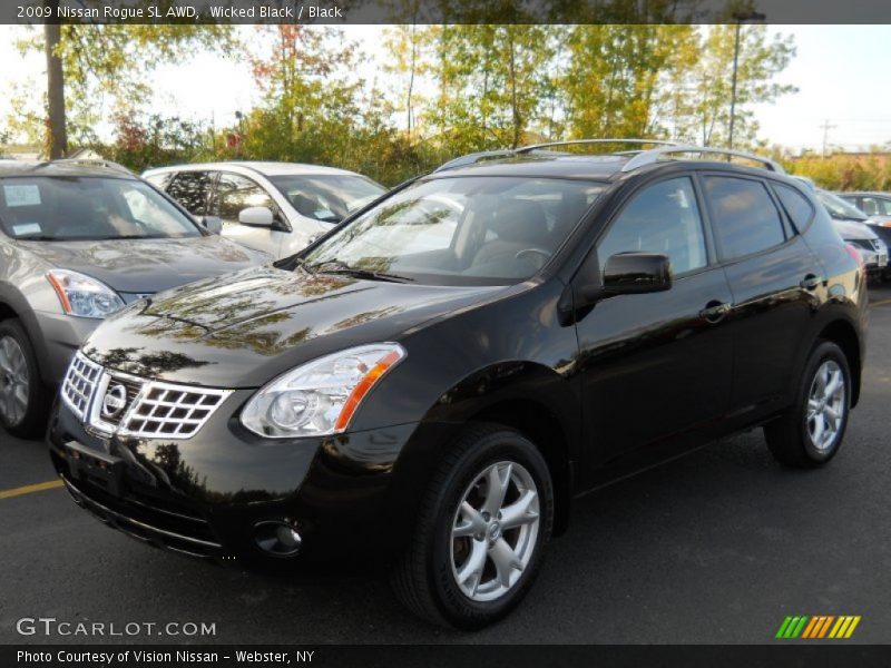 Wicked Black / Black 2009 Nissan Rogue SL AWD