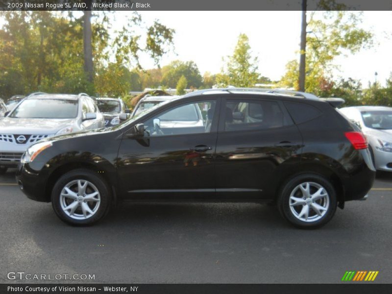 Wicked Black / Black 2009 Nissan Rogue SL AWD