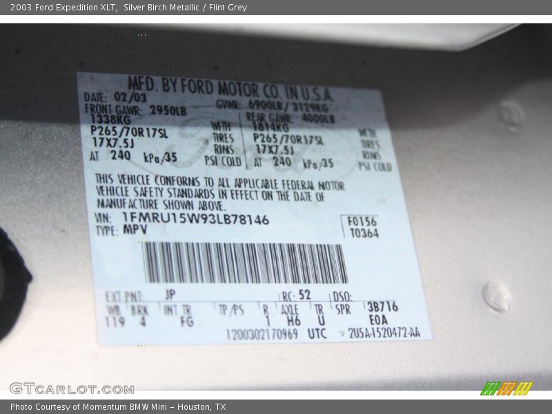 Silver Birch Metallic / Flint Grey 2003 Ford Expedition XLT