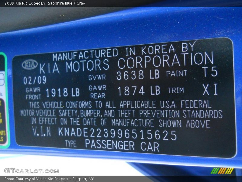 Sapphire Blue / Gray 2009 Kia Rio LX Sedan