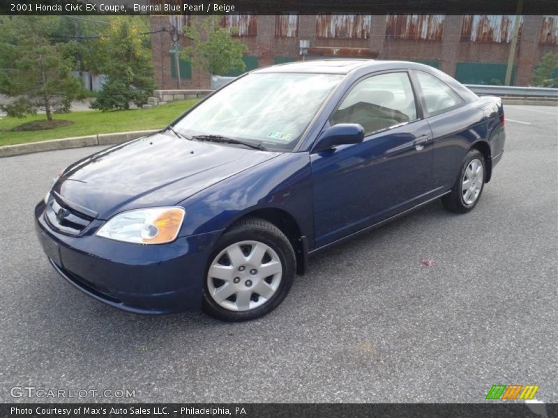 Eternal Blue Pearl / Beige 2001 Honda Civic EX Coupe