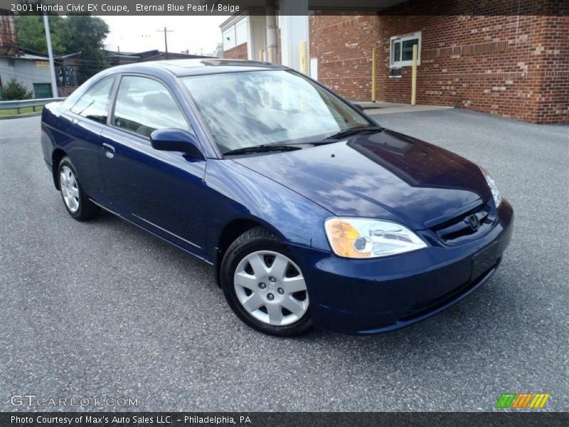 Eternal Blue Pearl / Beige 2001 Honda Civic EX Coupe