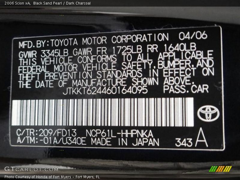 Black Sand Pearl / Dark Charcoal 2006 Scion xA