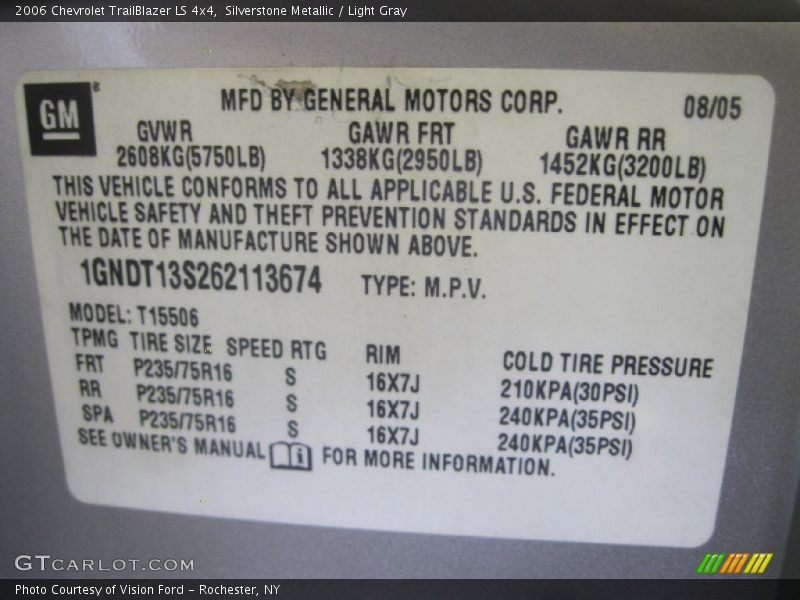 Silverstone Metallic / Light Gray 2006 Chevrolet TrailBlazer LS 4x4
