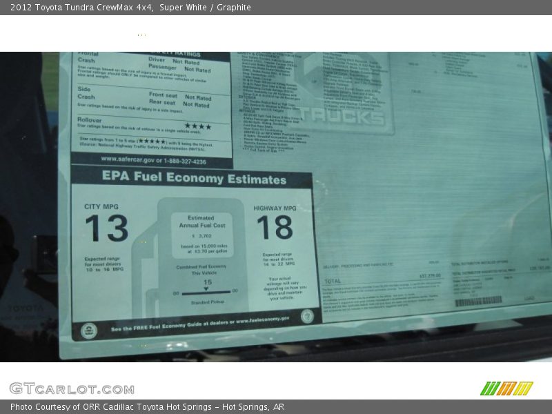 Super White / Graphite 2012 Toyota Tundra CrewMax 4x4