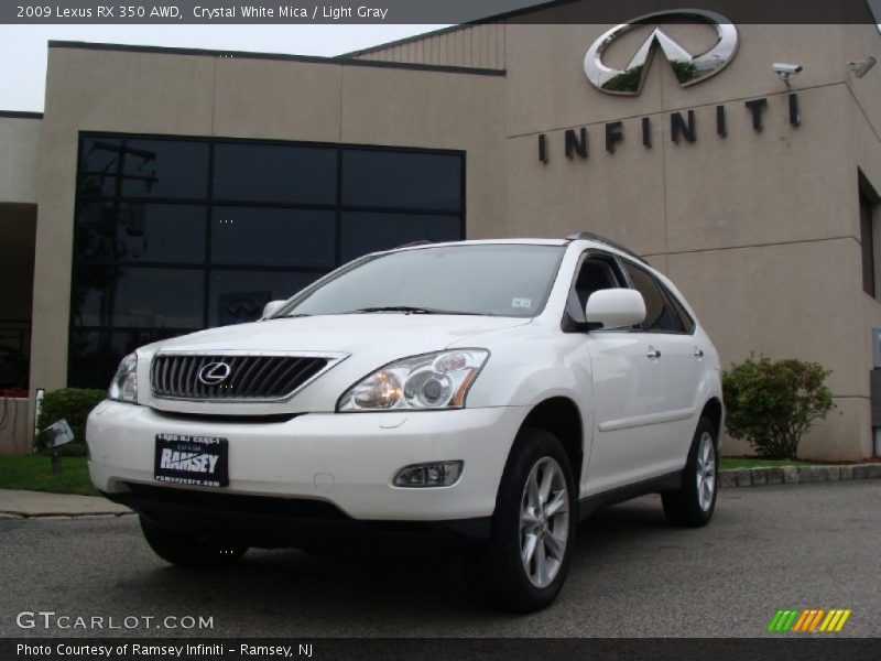 Crystal White Mica / Light Gray 2009 Lexus RX 350 AWD