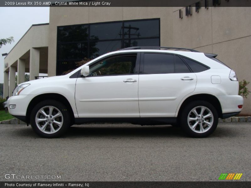 Crystal White Mica / Light Gray 2009 Lexus RX 350 AWD