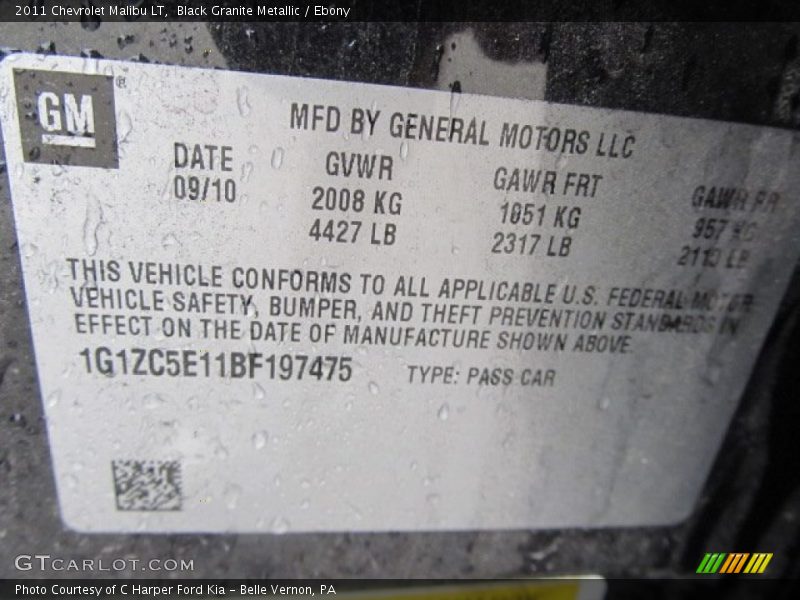 Black Granite Metallic / Ebony 2011 Chevrolet Malibu LT