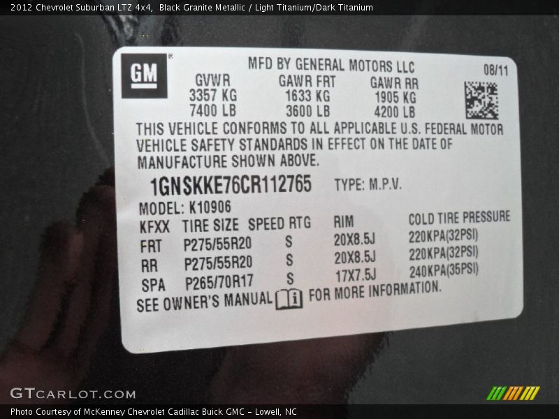 Black Granite Metallic / Light Titanium/Dark Titanium 2012 Chevrolet Suburban LTZ 4x4