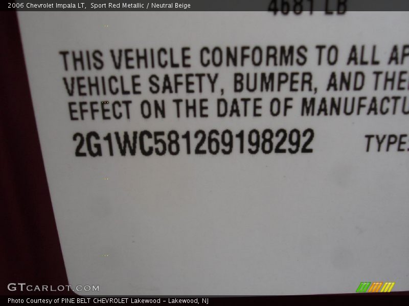 Sport Red Metallic / Neutral Beige 2006 Chevrolet Impala LT