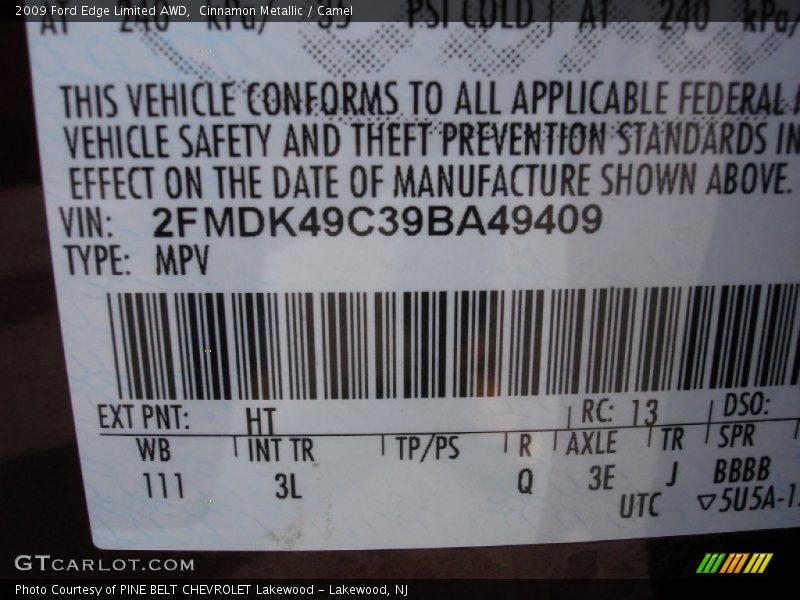 Cinnamon Metallic / Camel 2009 Ford Edge Limited AWD