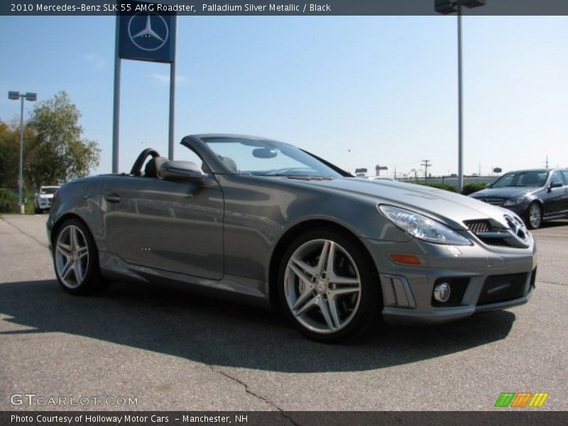 Palladium Silver Metallic / Black 2010 Mercedes-Benz SLK 55 AMG Roadster