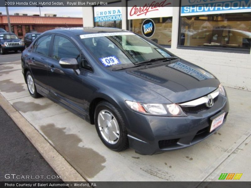 Royal Blue Pearl / Blue 2009 Honda Civic Hybrid Sedan