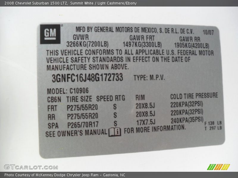 Summit White / Light Cashmere/Ebony 2008 Chevrolet Suburban 1500 LTZ