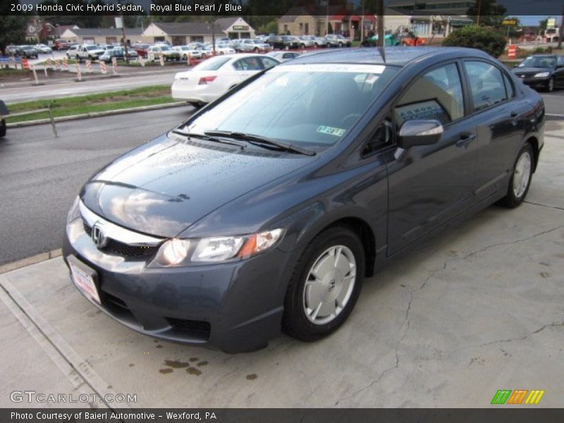 Royal Blue Pearl / Blue 2009 Honda Civic Hybrid Sedan