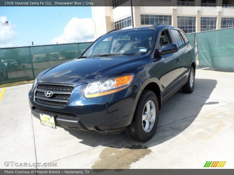 Deepwater Blue / Gray 2008 Hyundai Santa Fe GLS