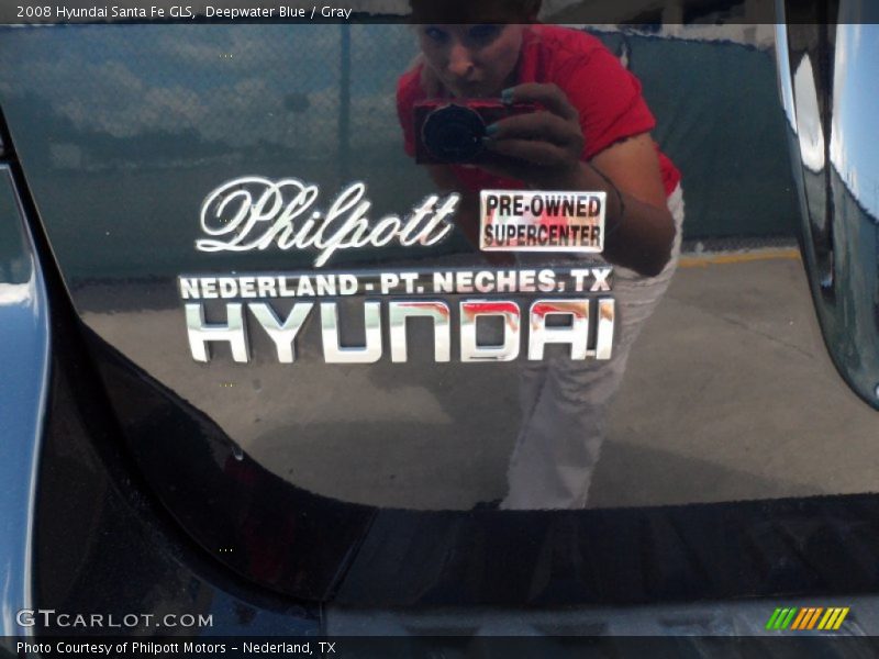 Deepwater Blue / Gray 2008 Hyundai Santa Fe GLS