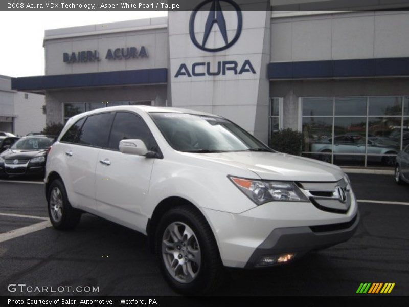 Aspen White Pearl / Taupe 2008 Acura MDX Technology