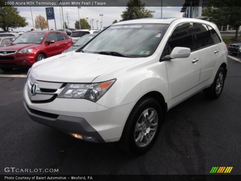 Aspen White Pearl / Taupe 2008 Acura MDX Technology
