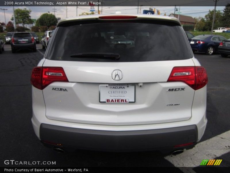 Aspen White Pearl / Taupe 2008 Acura MDX Technology
