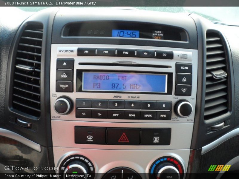 Deepwater Blue / Gray 2008 Hyundai Santa Fe GLS