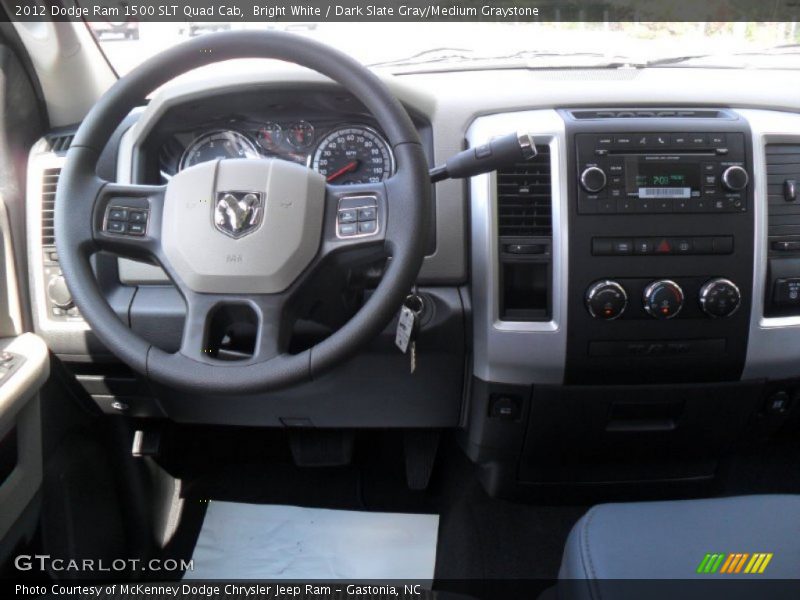 Bright White / Dark Slate Gray/Medium Graystone 2012 Dodge Ram 1500 SLT Quad Cab