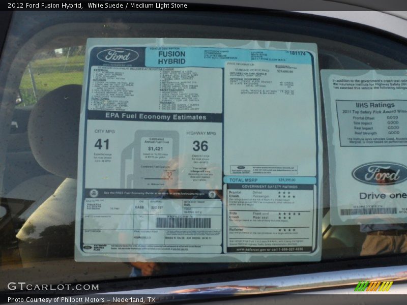  2012 Fusion Hybrid Window Sticker