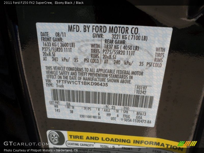 Ebony Black / Black 2011 Ford F150 FX2 SuperCrew