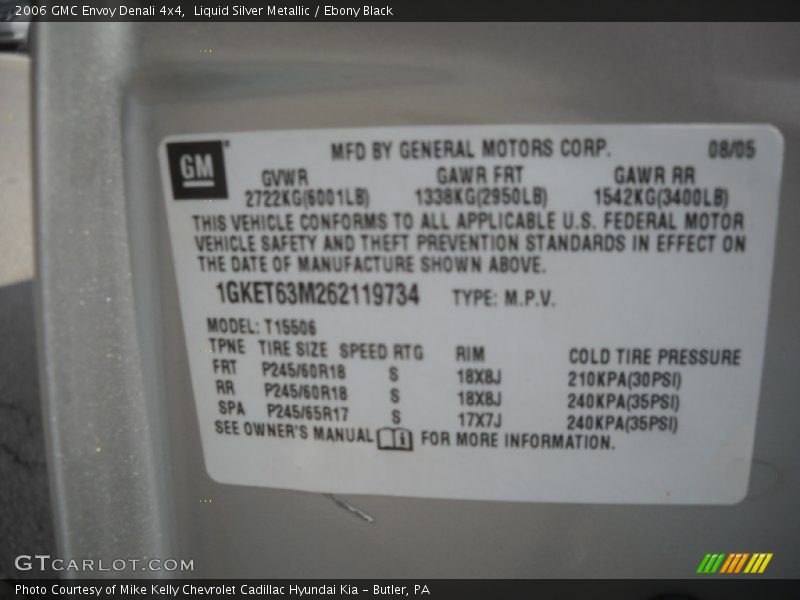 Liquid Silver Metallic / Ebony Black 2006 GMC Envoy Denali 4x4